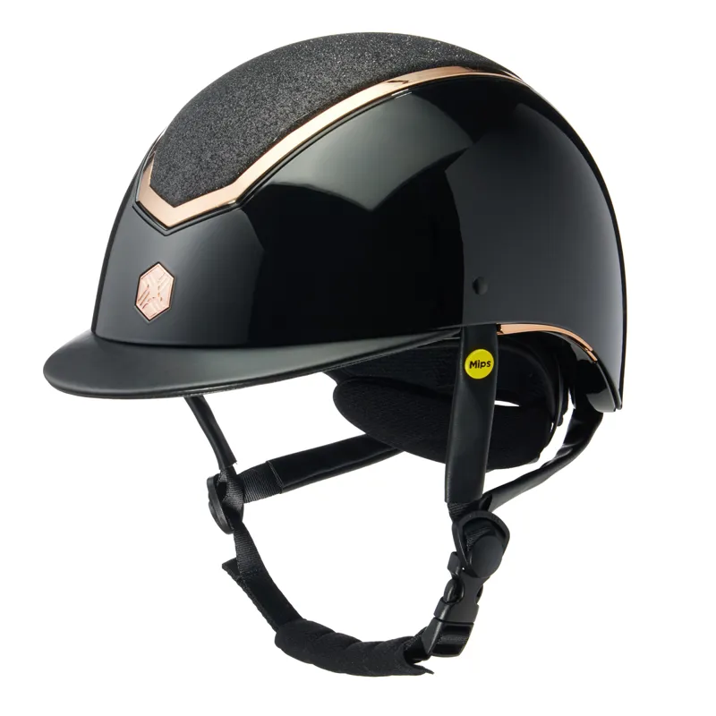 EQX by Charles Owen Kylo Sparkly Riding Hat with MIPS -  Black Gloss/Rose Gold